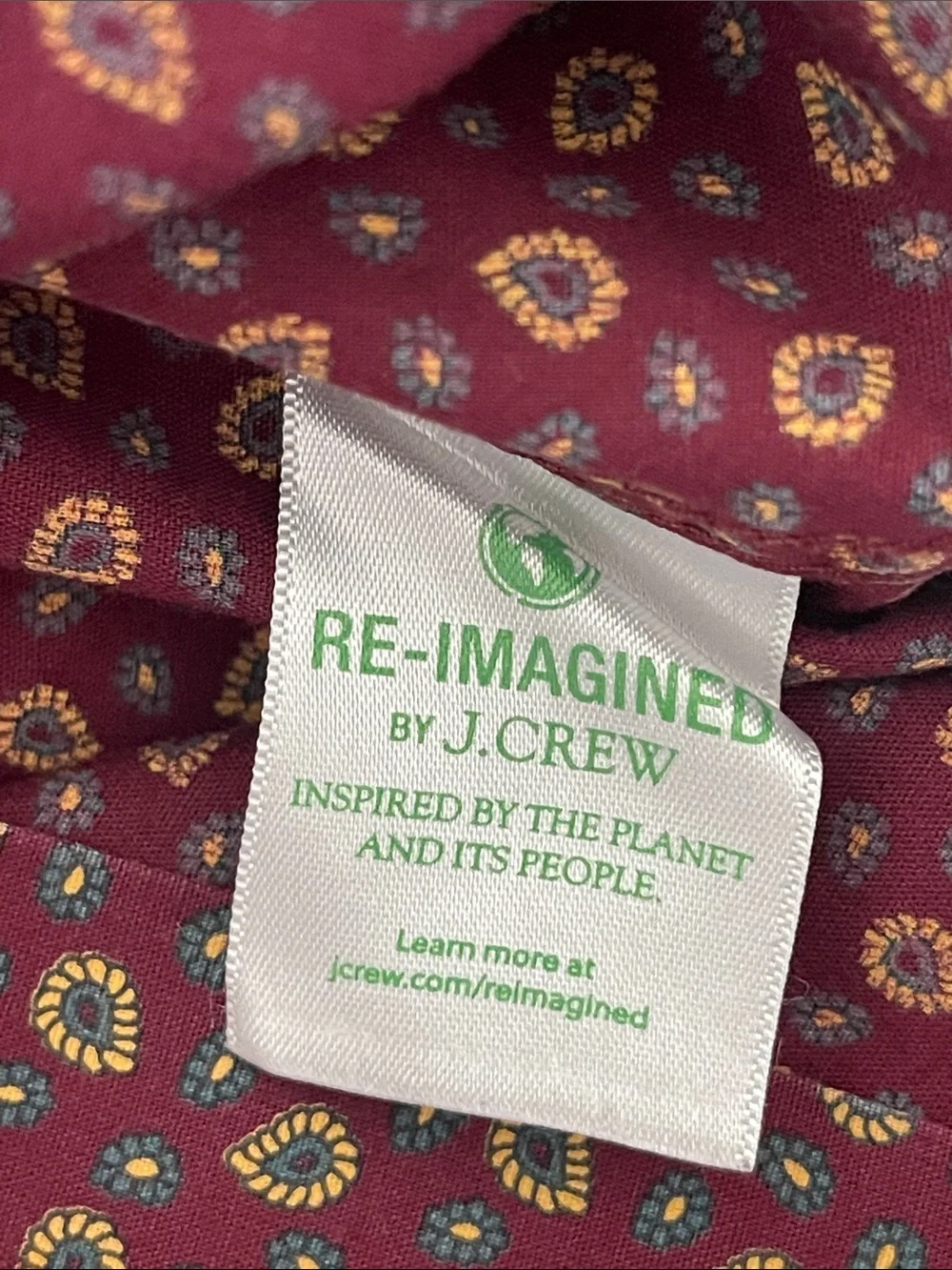 J.Crew Flex Washed Slim Untucked Shirt Men’s XL Burgundy Print Stretch